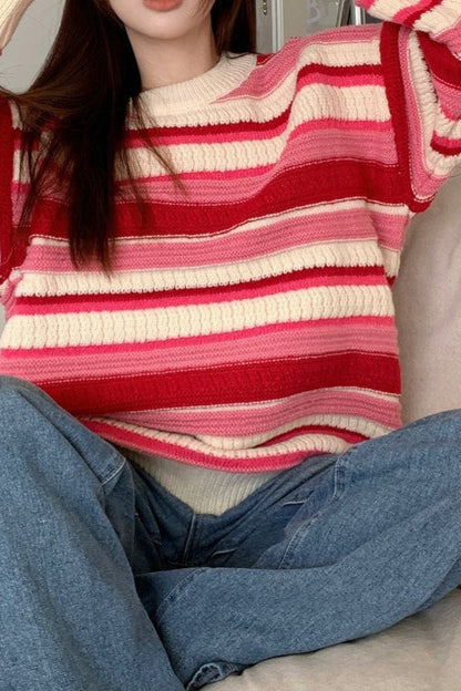 Colorblock Striped Knit Sweater