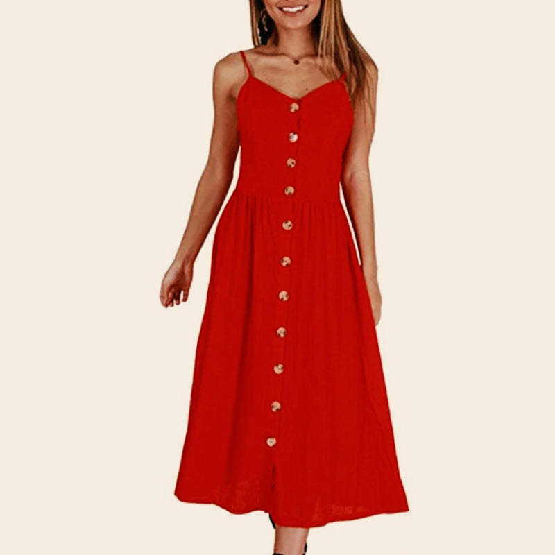 Patchwork Camisole Tie Back Midi Dress