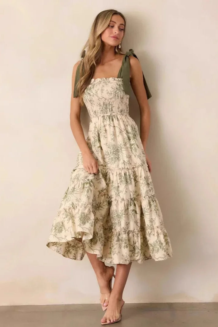 Sleeveless Halter Empire Waist Floral Dress
