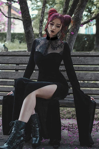 Velvet Lace Gothic Halloween Dress