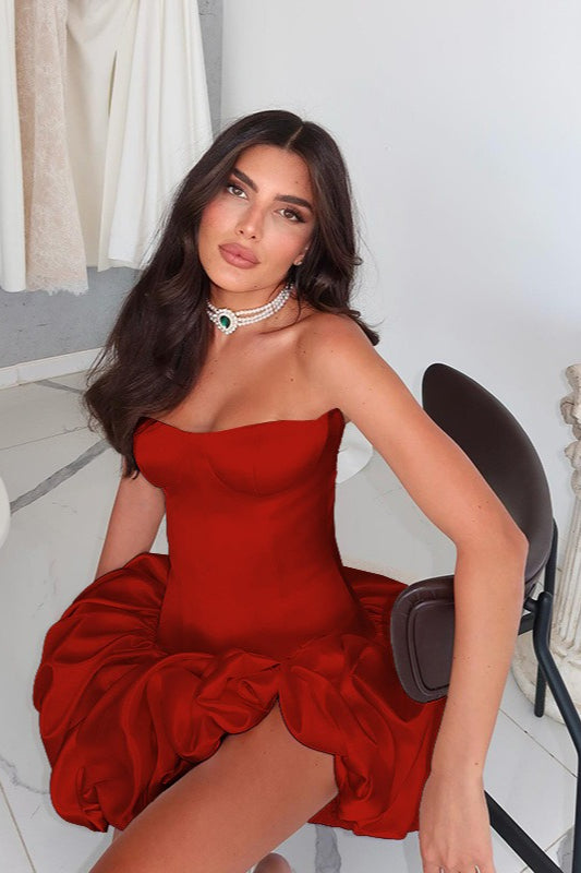 Strapless Ruched A-Line Party Dress