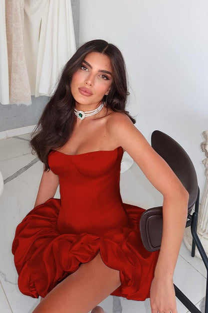 Strapless Ruched A-Line Party Dress