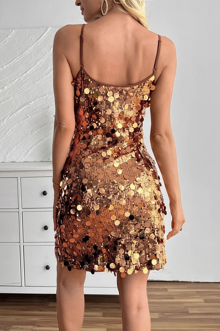 Sexy Large Sequin Sleeveless Cami Sequin Dress