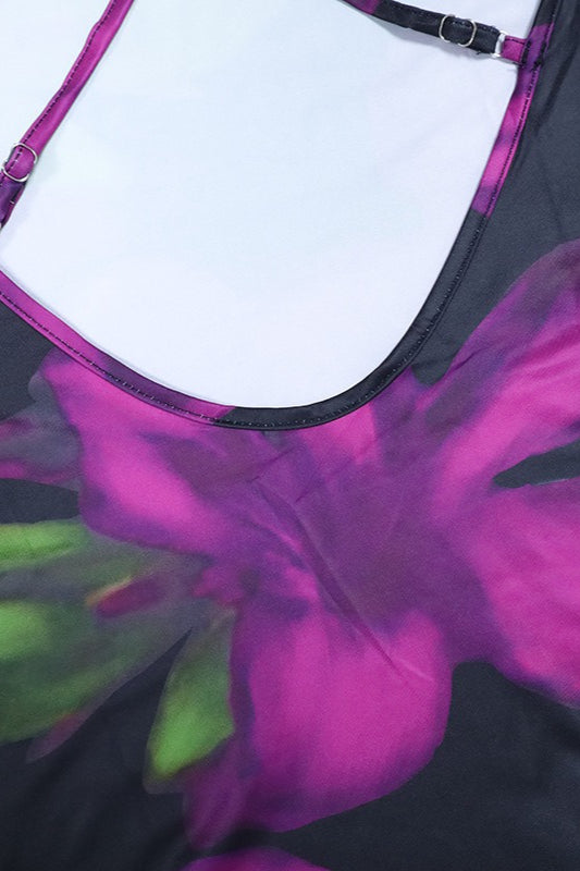 Open-Back Floral Maxi Party Dress