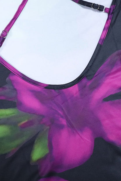 Open-Back Floral Maxi Party Dress