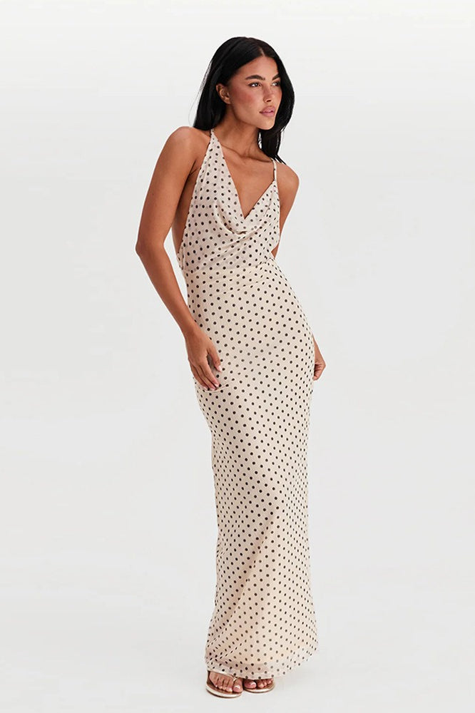 Polka Dot Halter Slip Dress