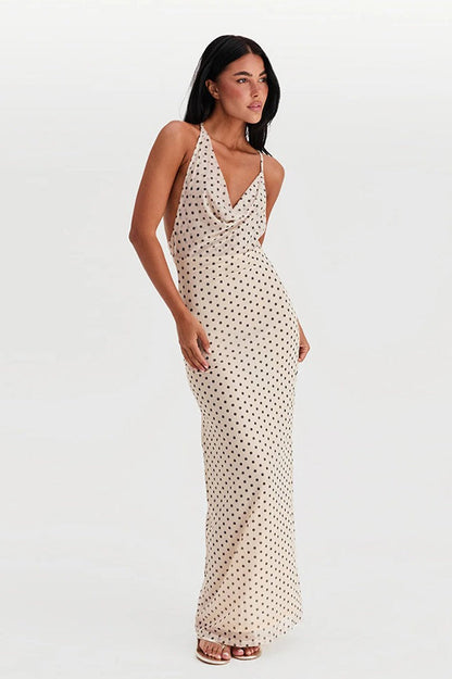 Polka Dot Halter Slip Dress