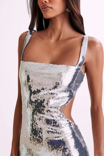 Sexy Backless Slim Spaghetti Strap Sequin Dress