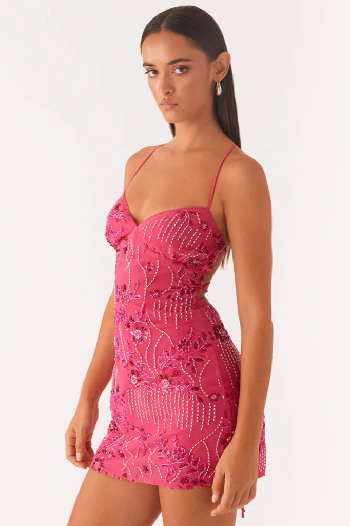 Sexy Backless Spaghetti Strap Sequin Dress
