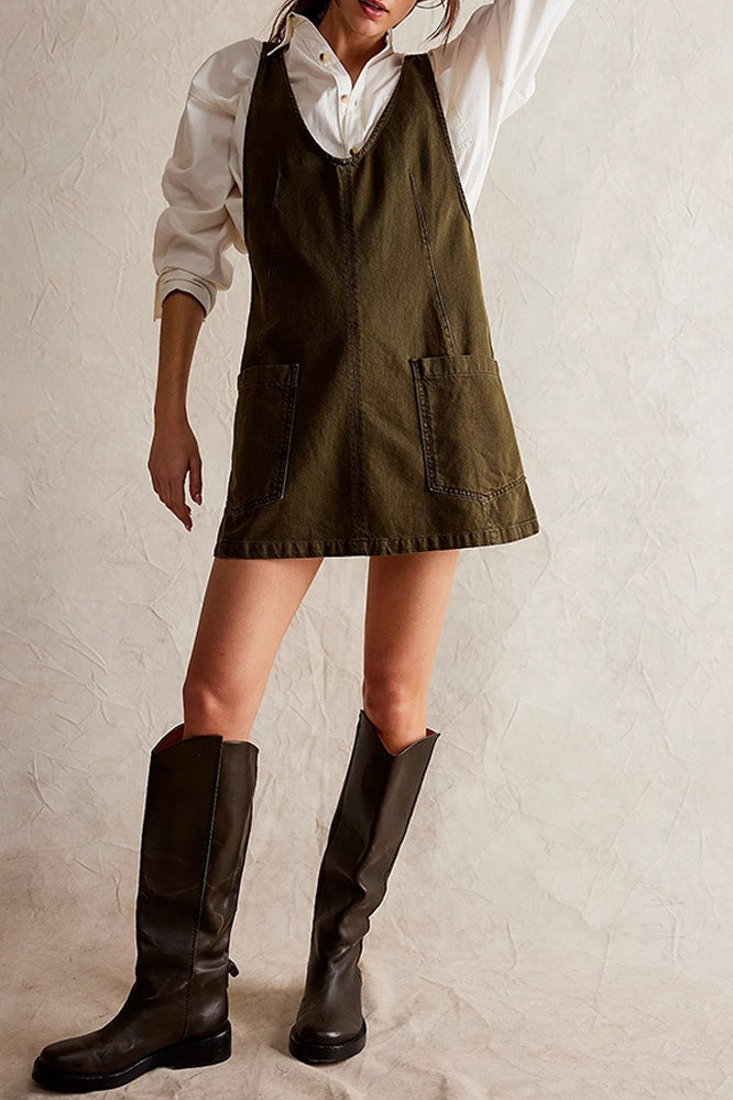 Mini Suspender Denim Dress