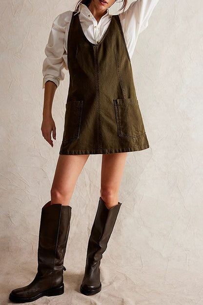 Mini Suspender Denim Dress