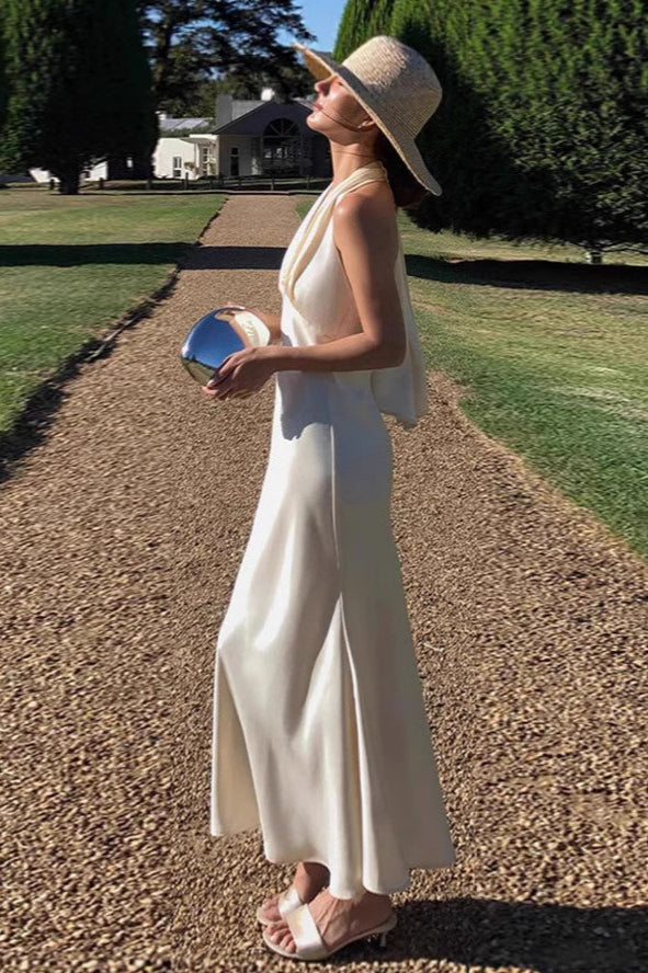 Halter Satin Mermaid Bodycon Silk Dress