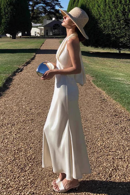 Halter Satin Mermaid Bodycon Silk Dress