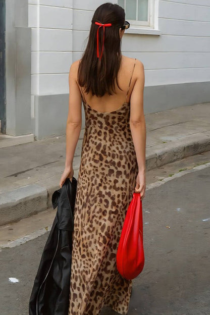 Chic Leopard Backless Party Dress