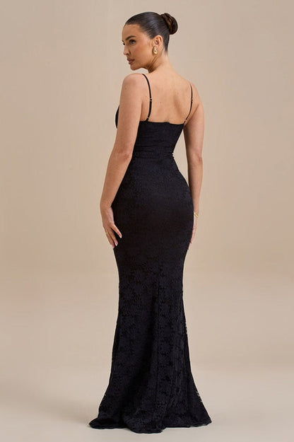 Backless Bodycon Cami Maxi Lace Dress