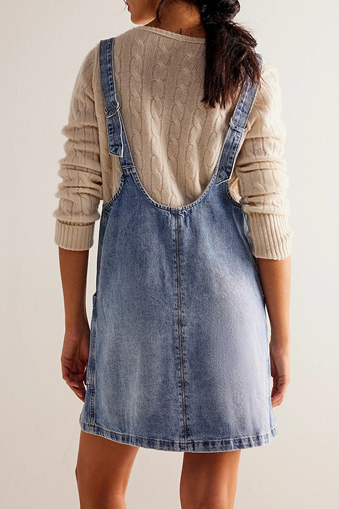 Mini Suspender Denim Dress