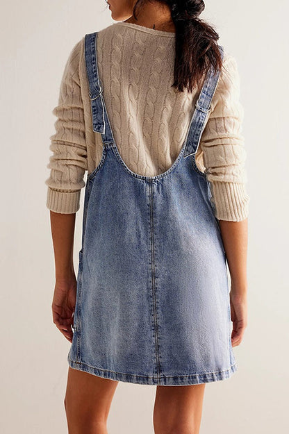 Mini Suspender Denim Dress