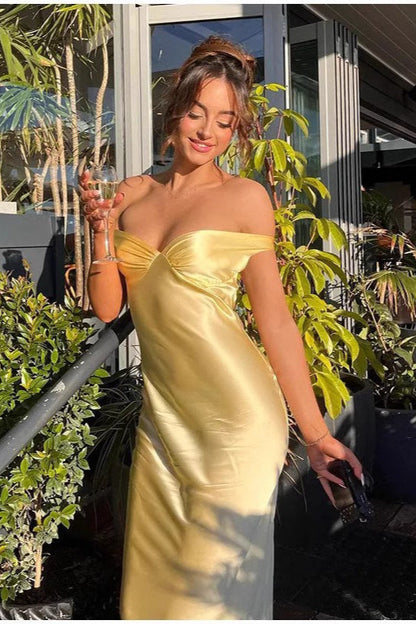 Strapless Backless Silk Dress