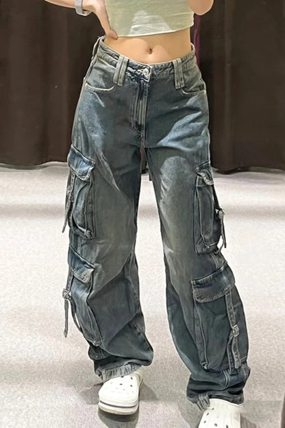 Y2K Streetwear Utility Jeans