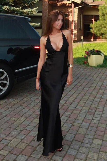 Spaghetti Strap Open-Back Party Dress