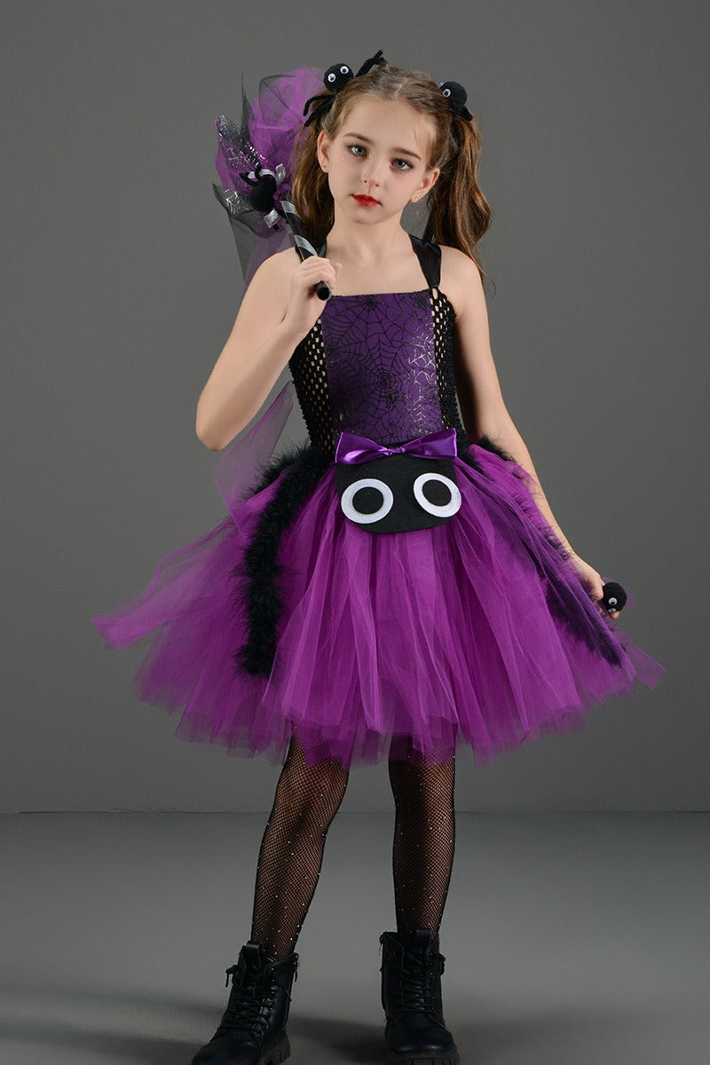 Spider Web Witch Dress Kid Halloween Costume