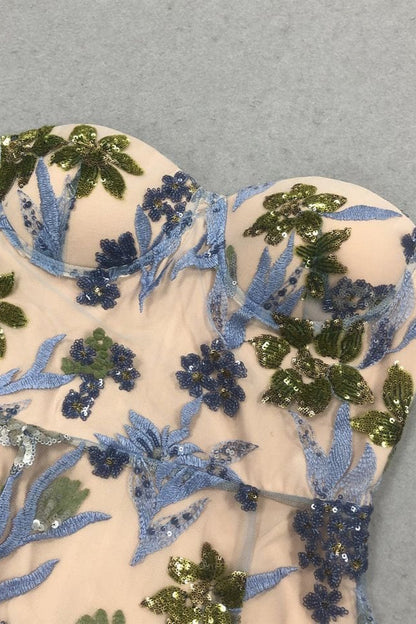 Sexy Off Shoulder 3D Tulle Embroidered Sequin Slim Sequin Dress