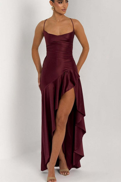 Asymmetric Spaghetti Strap Party Dress
