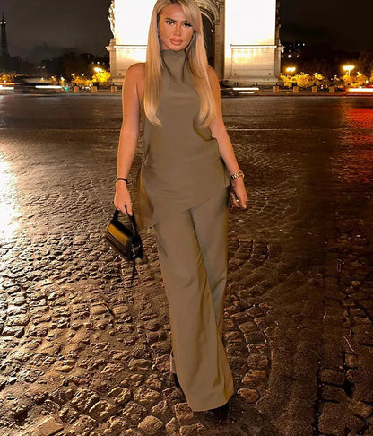 Halter Camis Wide Leg Pant Suit