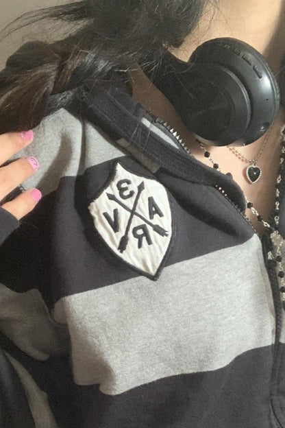 Stripe Colorblock Casual Hoodie