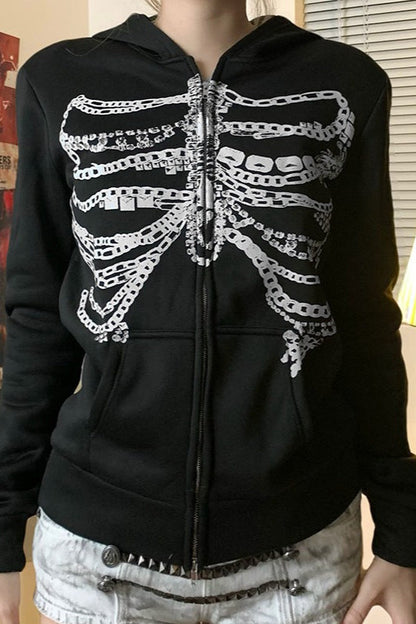 Street Style Chain Skeleton Hoodie
